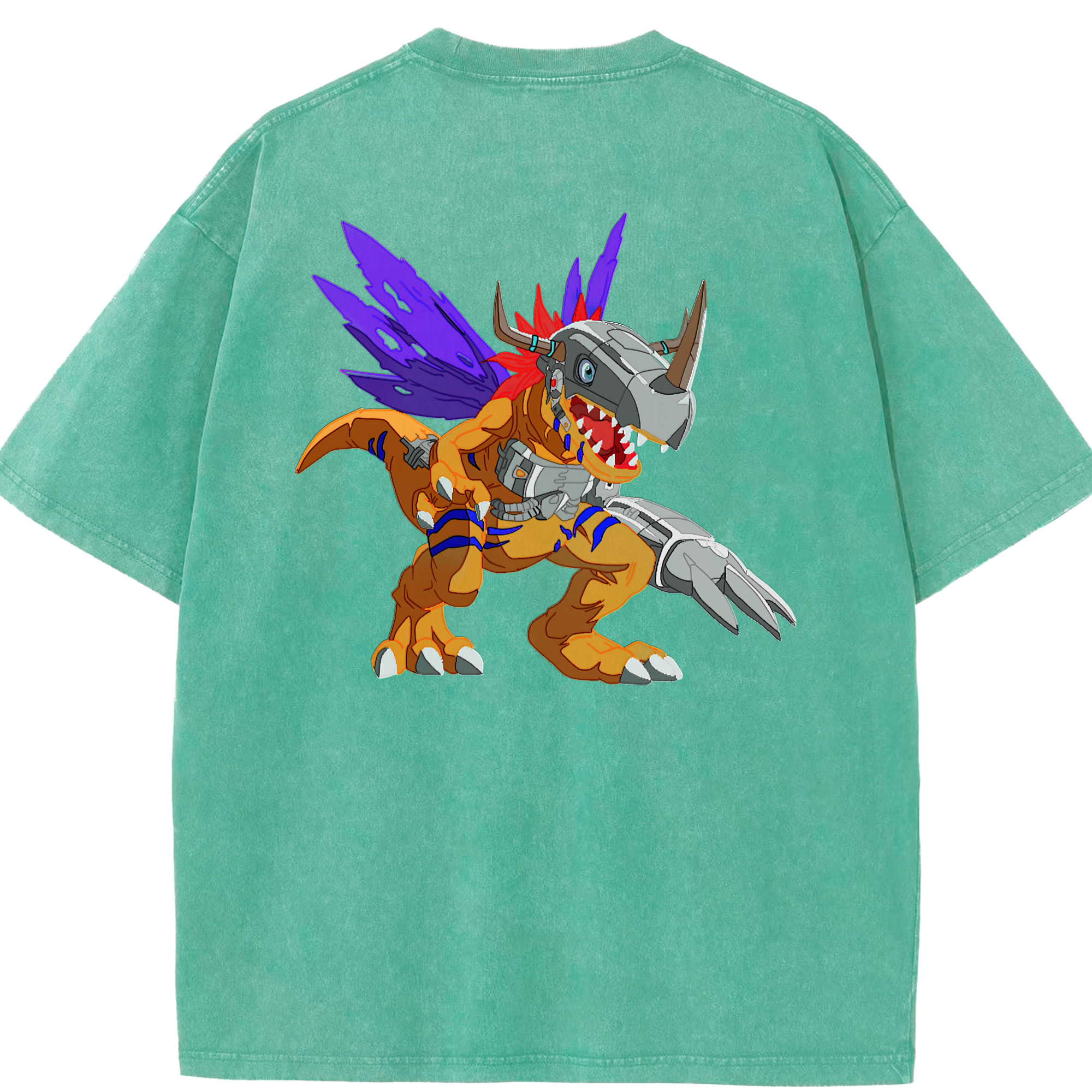 （画像用） Digimon デジタルモンスター/デジモン 綿100% ヴィンテージ風 半袖Tシャツ（背面プリント）